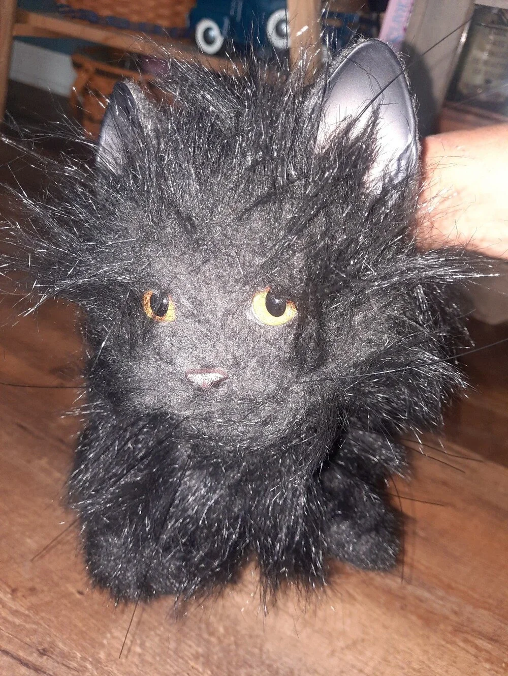 Furreal Friends Black Plush Cat Toy with Amber Eyes